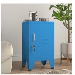 Single Door Metal Storage Cabinet Lockable Coffee Table Storage with Adjustable Shelf and Feet Suitable for Bedside Table Side Table Kids Cabinet 24.1