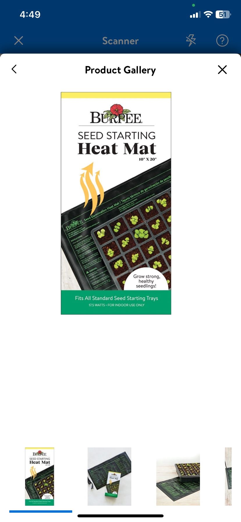 Burpee Seed Starting Heat Mat 10" X 20" - Fits All Standard Seed Starting Trays
