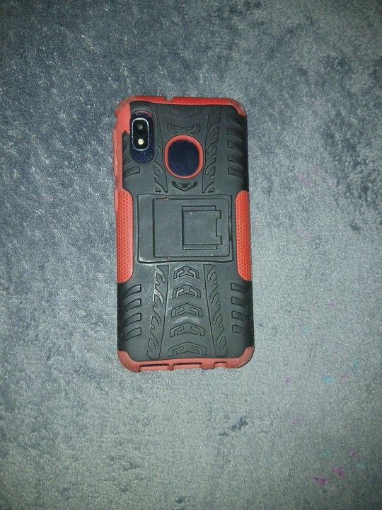 Samsung Galaxy A20e rugged case with a kickstand.