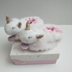 Baby Girl Plush Unicorn Slippers 