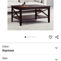 ChooChoo Oxford Coffee Table with Thicker Legs, Espresso Wood Coffee Table with Storage for Living Room 40 inches