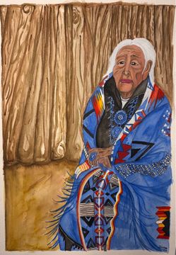 Original Watercolor Painting Navajo Elder