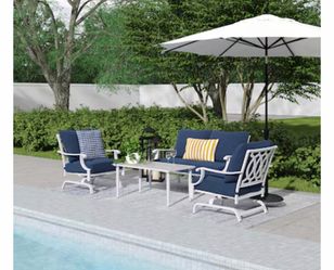 allen + roth Thomas Lake 4 -Piece Blue Patio Conversation Set