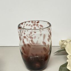 Vintage Hand Blown Art Glass Purple Tortoise spotted vase