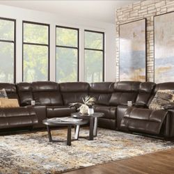 West Valley Rooms To Go Brown Leather Power Reclining Sofa