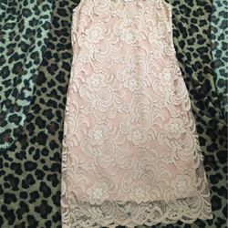 Lace Pink Flowers Dress Zipper In Back