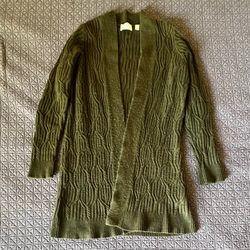 Cyrus Olive Green Cable Knit Open Cardigan | Size S