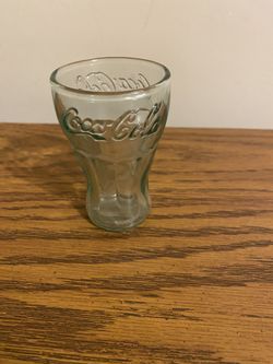 Vintage Miniature 3” Coca Cola Green Embossed Glass