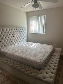 King size frame with mattress and cover