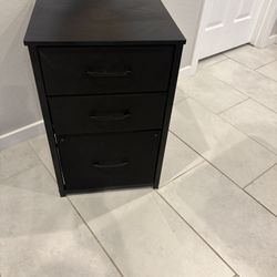 Black Nightstand With 3 Fabric Drawers 25” Tall