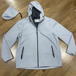 Men’s Grey Waterproof Packable Raincoat Jacket 