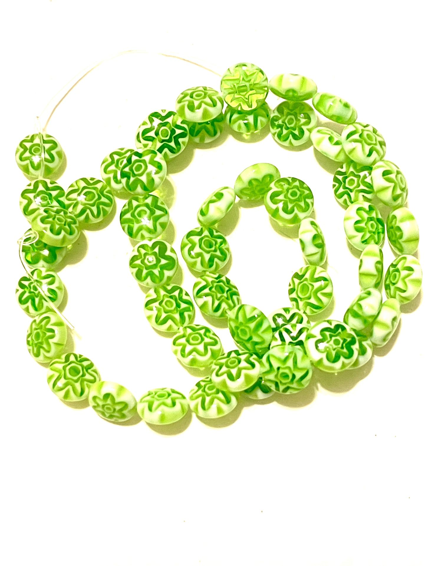 Sweet Floral Green Resin Beads