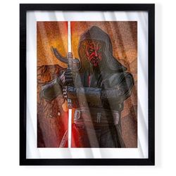 Star Wars custom art piece of Darth maul in black frame