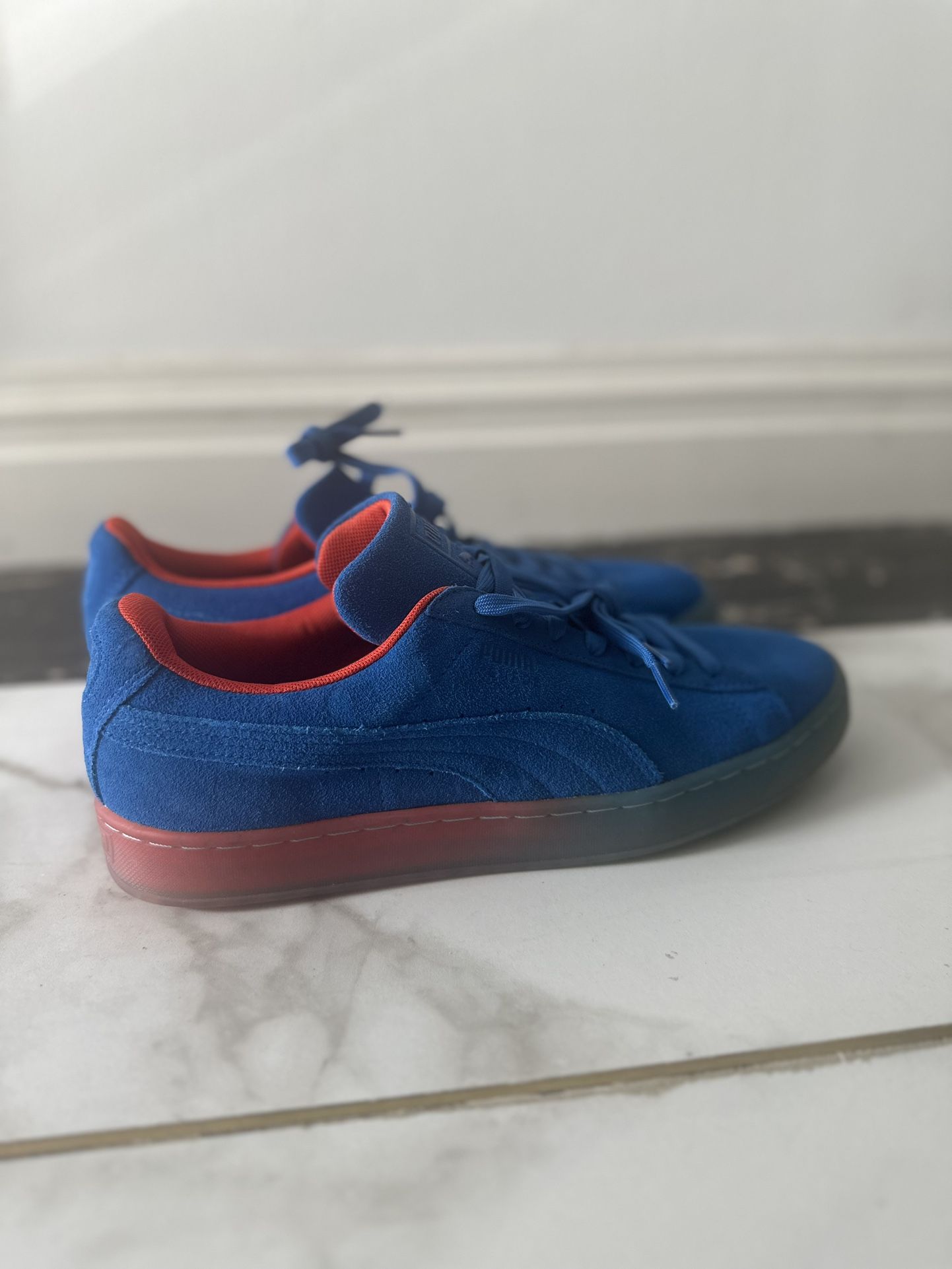 Men Puma Suede Blue/orange 10.5