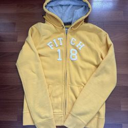abecrombie yellow hoodie zip up woman size M
