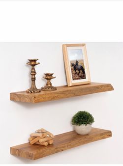 🔥🏡 Marsmiles 24” Floating Shelves – Natural Elm Wood Live Edge – 2 Pack 🌿✨ ONLY $20 | 🚚 FREE DELIVERY in Las Vegas with Purchase of 2 Packs!