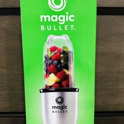 M.B Magic Bullet Essential Personal Blender, Silver - 250W Motor with Tall Cup, stainless steel cross blade and 1 to-go lid