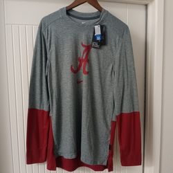 Large Alabama Crimson Tide Nike On-Field Men's Long Sleeve Dri-Fit Tee Standard Fit
