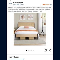 Queen Bed Frame Rattan 