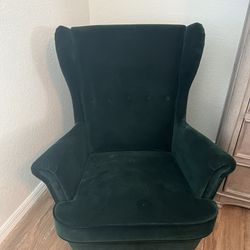 IKEA Strandmon Wing Chair - Dark Green Velvet