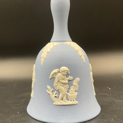 Vintage Wedgwood Blue Jasperware Four Seasons Cherub Bell - Made in England 4.25"