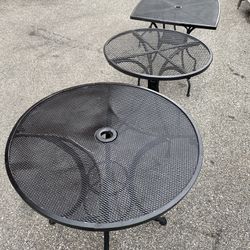 Lot Of  8ct. Mesh Outdoor Tables With Umbrella Hole (some Without)