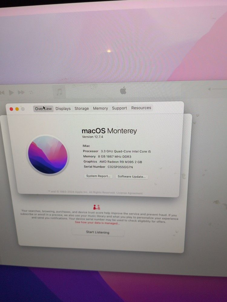 IMac 27" 3.3ghz, Quad Core I5, 8g Ram, 2 Terabyte HD