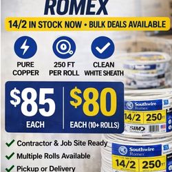 14/2 Romex Wire – Limited Stock – Bulk Deals Available