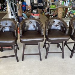 Chestnut Vinyl Leatherette Swivel Bar Stools