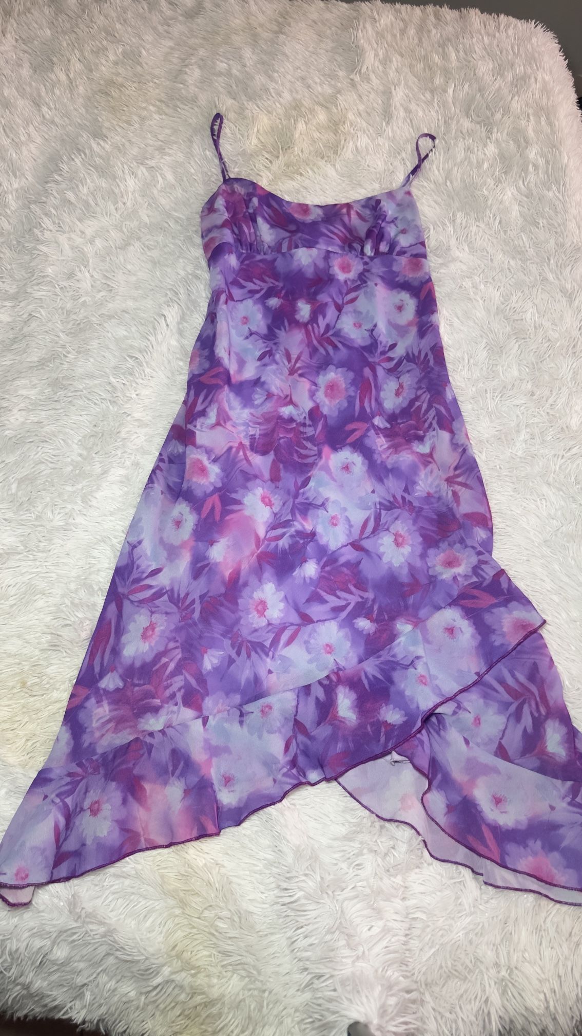 Studio Soleil Asymmetrical Purple Floral Dress