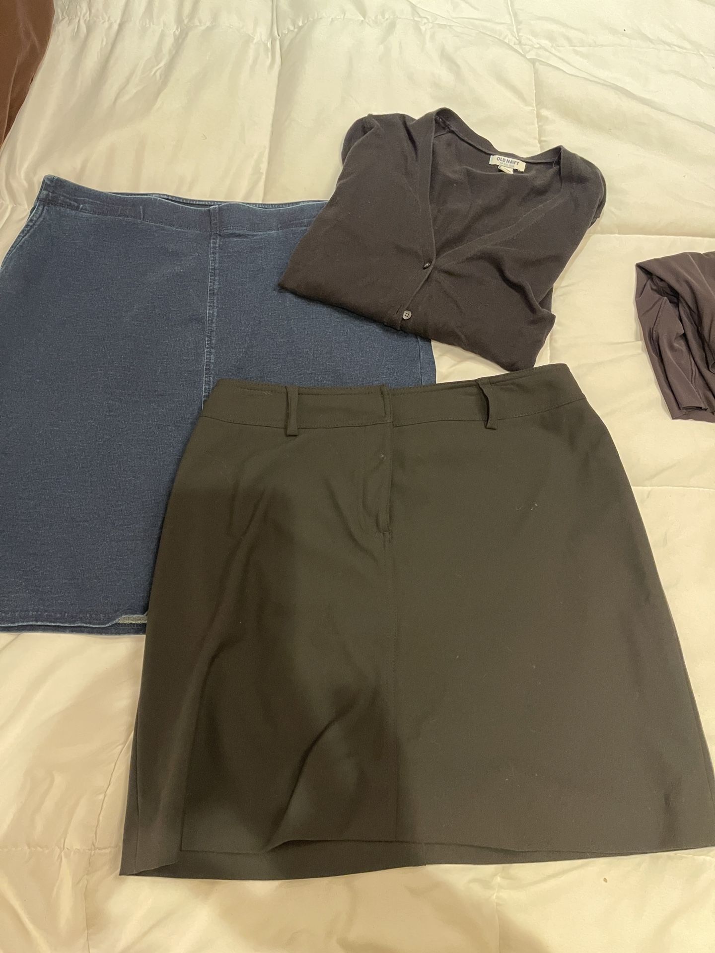 I.n.c.  Black Skirt And J. Jill  Denim Skirt With Cardigan Sweater 