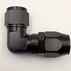 12 AN 90 Degree Low Profile Forged Swivel Elbow Hose End Fitting, Black Aluminum