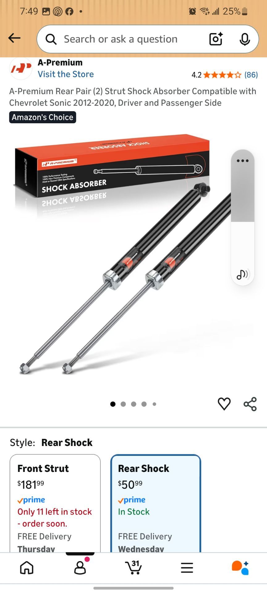 Rear Shocks 2012-2020 Sonic