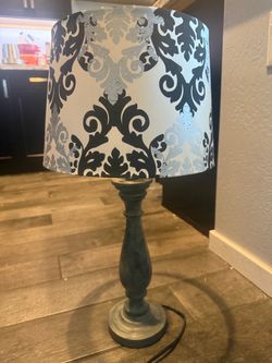 Side table lamp- grey  silver and black
