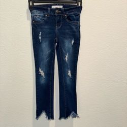 YMI Distressed Dark Wash Cropped Jeans