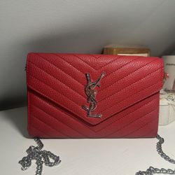 YSL Red Zip Handbag