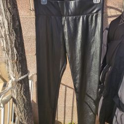 Leather Black Pants Warm Inside Size Medium 