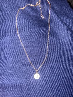 Gold Tone Necklace with Round Letter J Pendant on Cable Chain