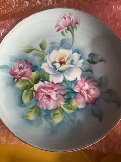 Vintage Porcelain Plate with Rose Floral Design