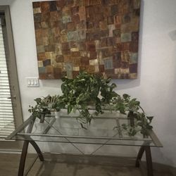 Glass/Metal and Cherry Wood Desk 
