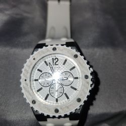 Guess Waterpro Chronograph Watch Men's White Tone Stainless Steel Classic  100M