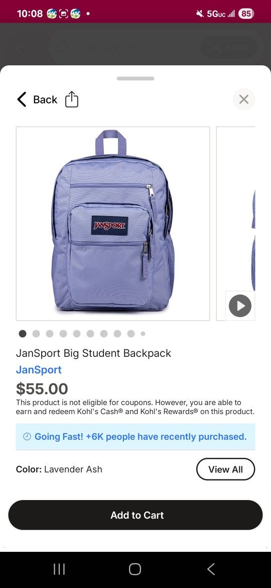 JanSport BIG Student Backpack Purple