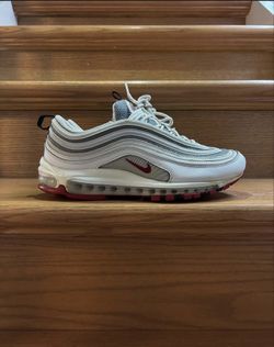 Nike Air Max 97 White Bullet Sneakers White And Red Fashion Athletic Shoes