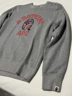 A BATHING APE UK Neon College Crew Sweat / Sweatshirt / L / Cotton / GRY