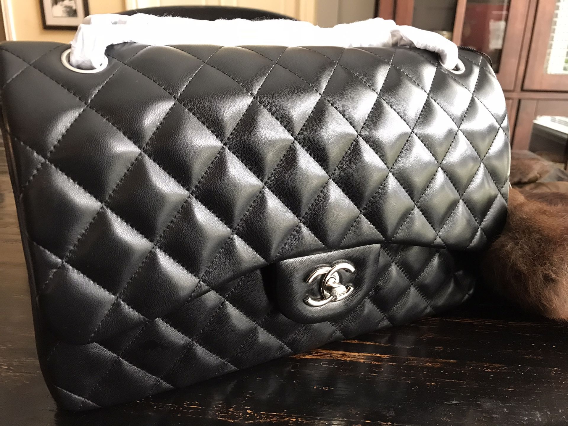Chanel Jumbo Double Flap Lambskin Silver Hardware Black bag