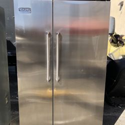Viking 48” Stainless Steel Built In Side By Side Refrigerator 