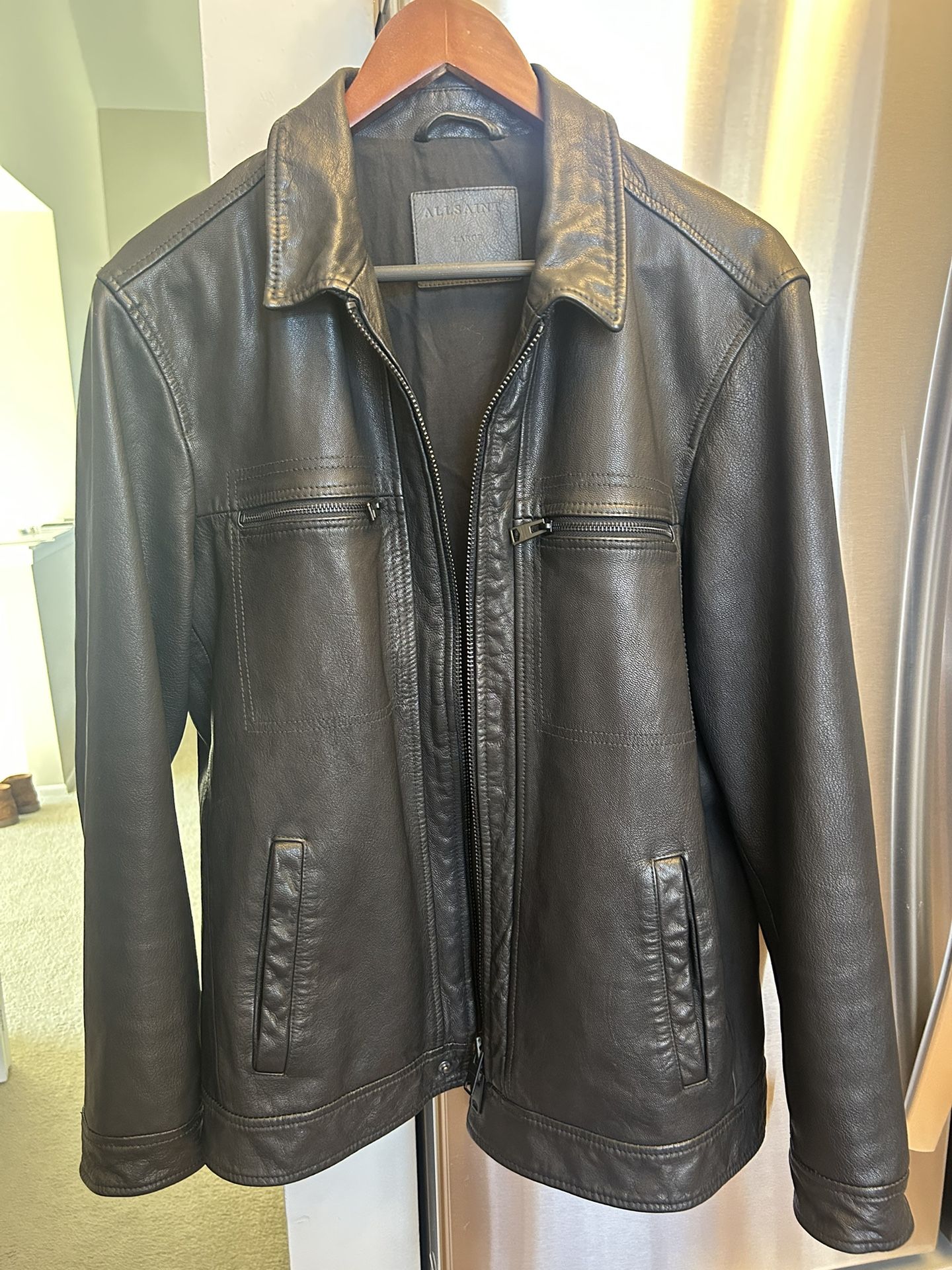 All Saints Lark Leather Jacket Size L
