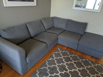 5-Seat Sectional Corner Sofa, w/ Footstool Storage, medium grey - IKEA VIMLE (retail price: $2,049)