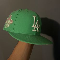 Dodgers All Star Game 1959 Green/Pink Fitted Hat Size 7