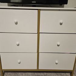 White and Gold Storage Dresser